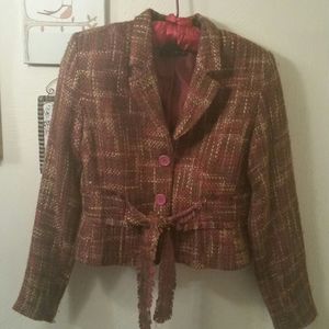 Ninety tweed tie waist lined blazer/jacket, Med